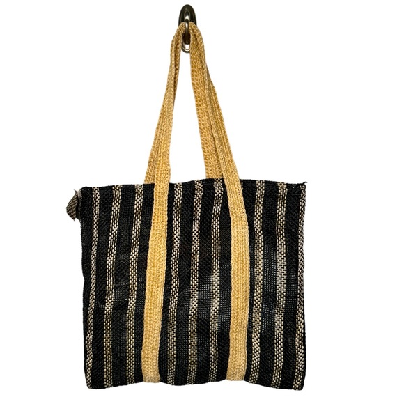 Fique Handbags - FIQUE DARK BLUE STRIPES TOTE BAG